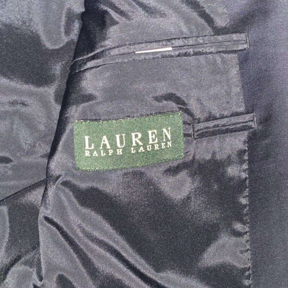 Lauren Ralph Lauren Blazer Mens 42L Navy Blue Wool Gold Crest Button Jacket - Picture 9 of 14